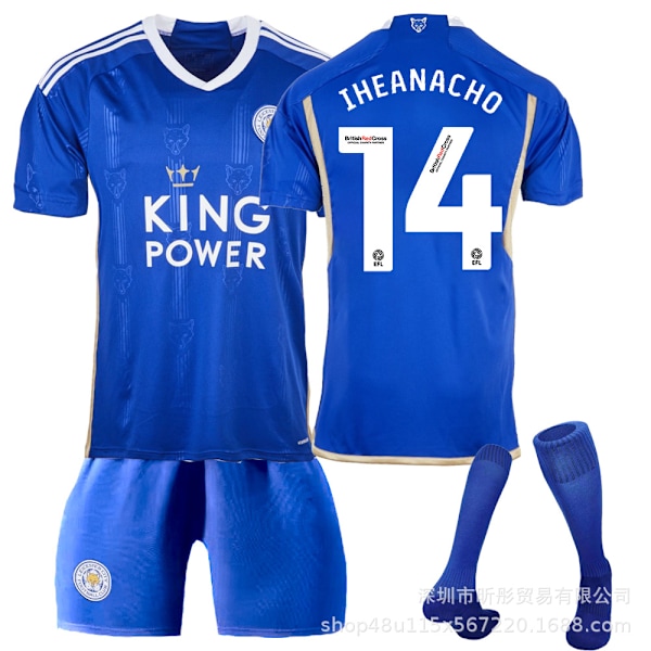 2023 Leicester City hjemmebanetrøje fodbolduniform-Iheanacho+strømper XS(160-165cm)