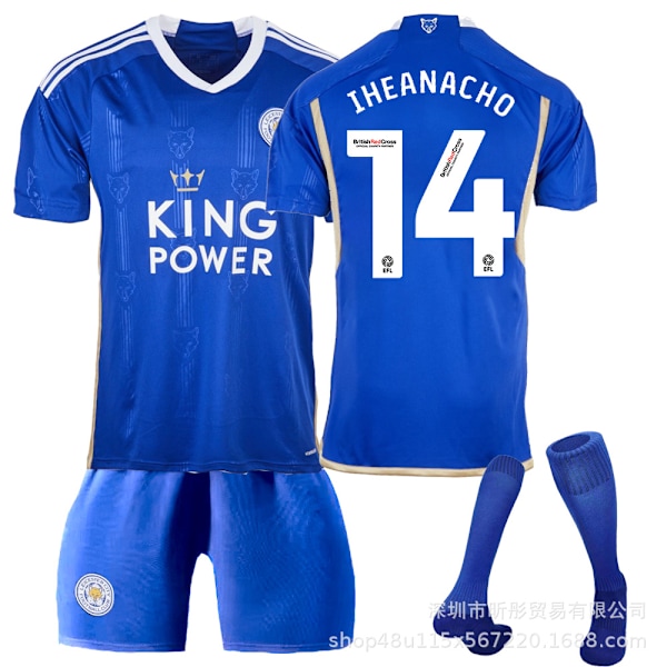 Leicester City 2023 hemmatröja fotbollströja - Iheanacho+strumpa XL(180-185cm)
