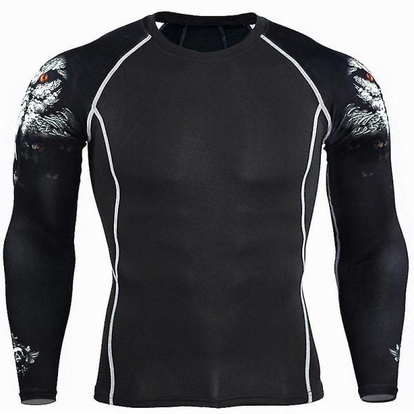 Herre Compression Base Layer Topper Sport Gym Muscle T-skjorte 1 M