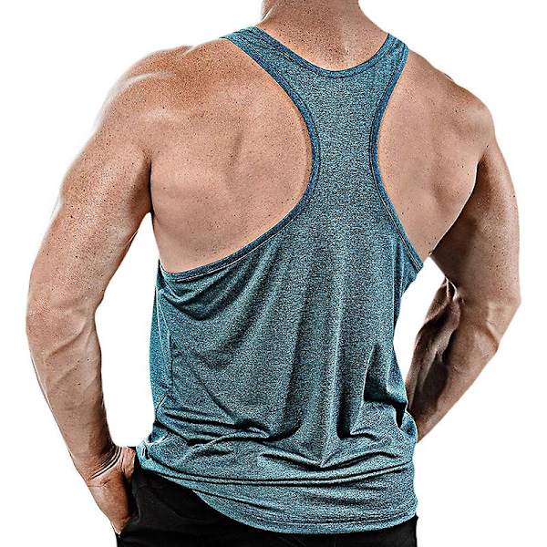 Herrarnas Gym Sport Väst Tränings Fitness Tank Tops Blue 2XL