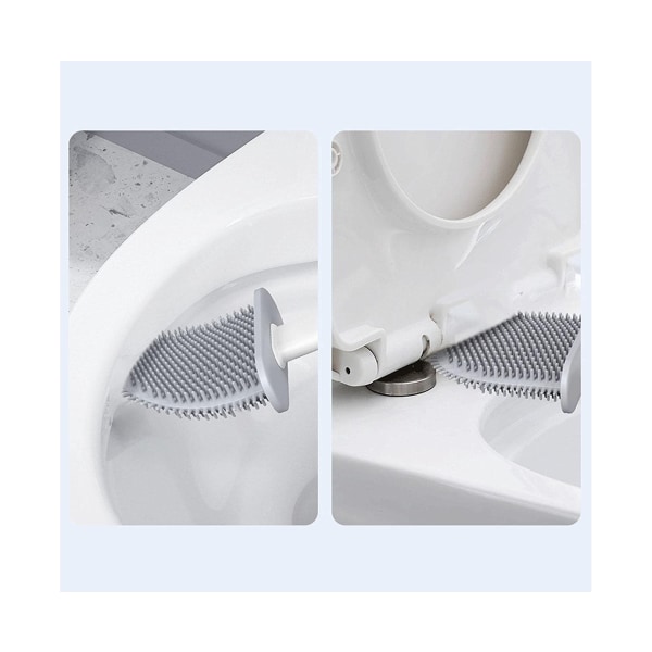 Toalettborste silikon, toalettborste och behållare, väggmontering & stående, toalettborstar för badrum, med hållare för snabbtorkande set