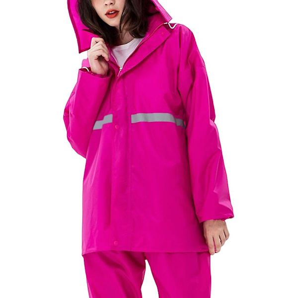 Kaksikerroksinen heijastava sadetakki aikuisille Kannettava vedenpitävä sadepuku Rose Double XXL