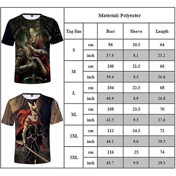 Kvinder Mænd Elden Ring Trykt Sommer Casual T-shirt Toppe C S