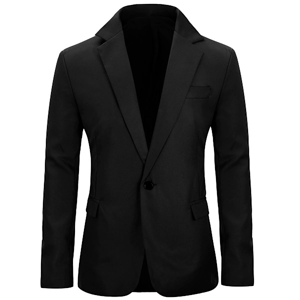 Yynuda Miesten Business Casual Klassinen lovettu käänne, kaksinkertainen jaettu puhdas väri, yksinapillinen pukutakki 11 väriä Black 2XL