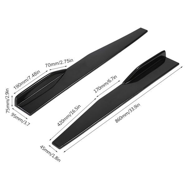 Par universellt bil sidokjolsöverdrag trim rocker splitters vinge vingar anti-scratch (lång)