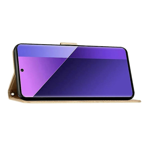 Læder Wallet Case med Sommerfugl og Blomster til Samsung Galaxy S25 Edge med Rem Multicolor Gold