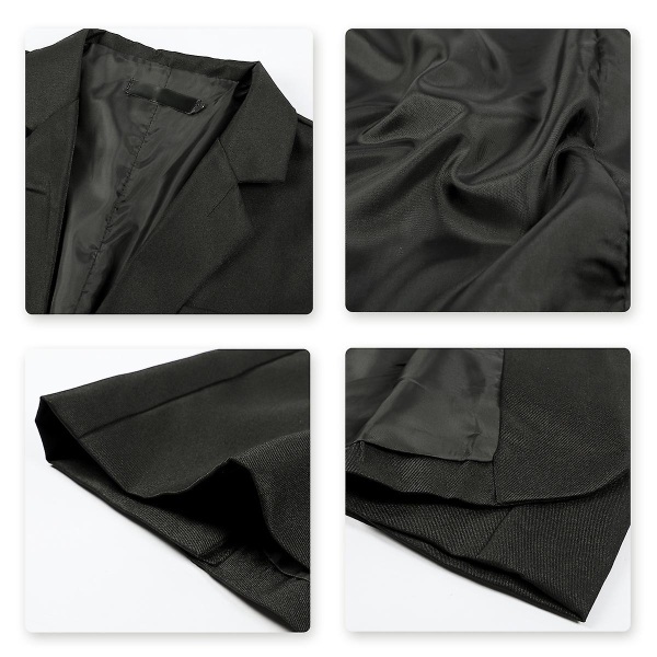 Yynuda Herre Business Casual Klassisk Hakk Lapel Dobbel Splitt Pure Color Enknapps dressjakke 11 farger Black XL