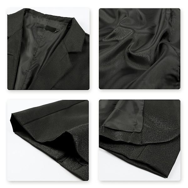 Yynuda Miesten Business Casual Klassinen Notched Lapel Kaksoissplitti Yksivärinen Yksipainikkeinen Puku Takki 11 Väriä Black XS