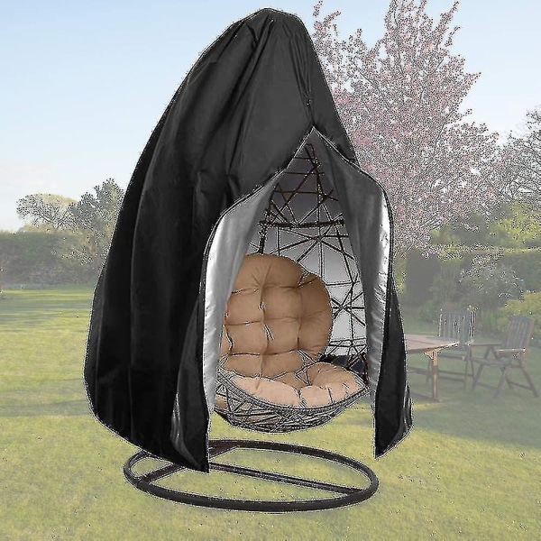 Gårdhave æg stolebetræk med lynlås, slidstærkt stort flettet æg swing stol betræk, vandtæt kraftigt vejrbestandigt udendørs stolebetræk, vindtæt