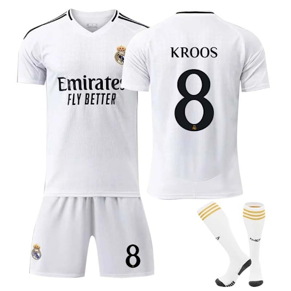 2425 Real Madrid jalkapalloasu Kroos pelipaita setti sukkineen 18(100-110cm)