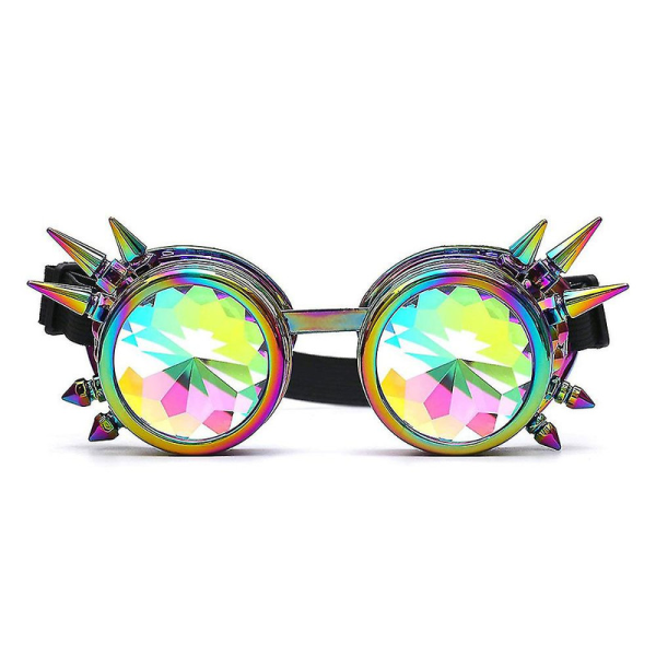 Rainbow Glasses Kaleidoscope Goth Punk Rivets Suojalasit Party Props
