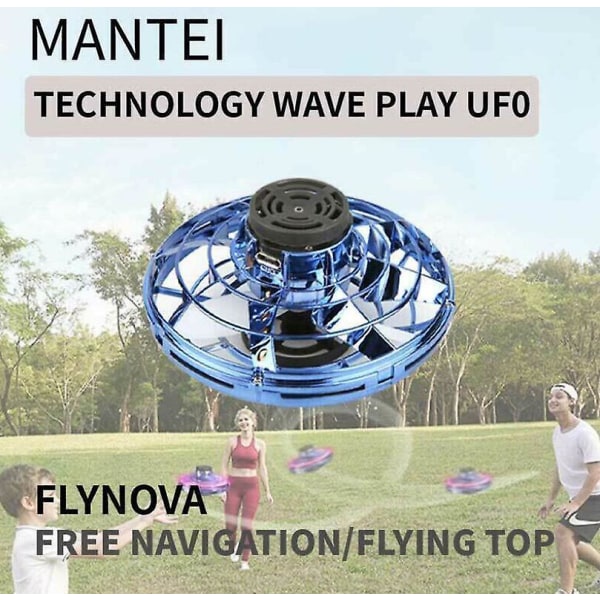 Flynova Drone Hovering Toys Flying Spinner Boomerang Fidget Led Light Kids Legetøj Blue