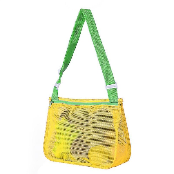 Strandtaske Nettaske,Skal samlingstaske til børn, Opbevaringstaske til efterbehandling af strandlegetøj,gul Grøn 25*20*8cm
