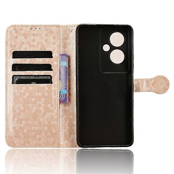 Kompatibel for Oppo A79 5G / A2 5G Magnetisk Telefondeksel Lær Imprintet Prikkemønster Cover PinkGold