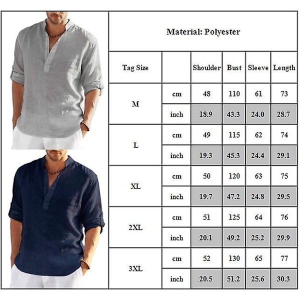 Miesten Henley Shirt Pitkähihainen Casual Ranta Loose Fit Paidat Topit Apricot L