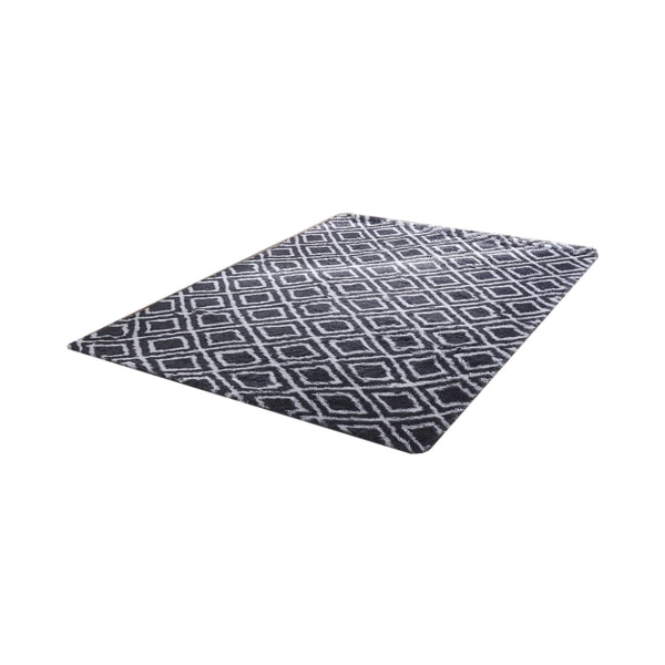 Oval, myk, ultramykt soveromsteppe, mykt teppe-grå ​​trykt hvit firkantet blokk