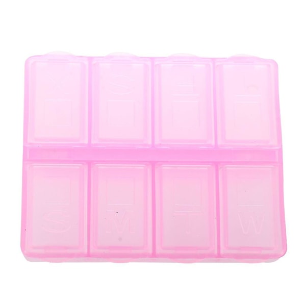 Plast rektangel 8 fack 7 Days Medicine Pill Box Rosa