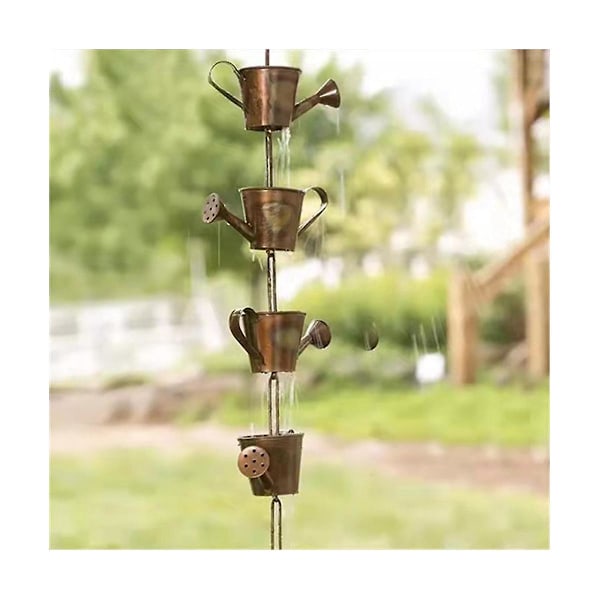 Stål Blader Regnkjede, Hagegave Til Mor, Renner, Regnfanger For Nedløpsrør Med Adapter, Tykke Blomsterkopper C As Shown