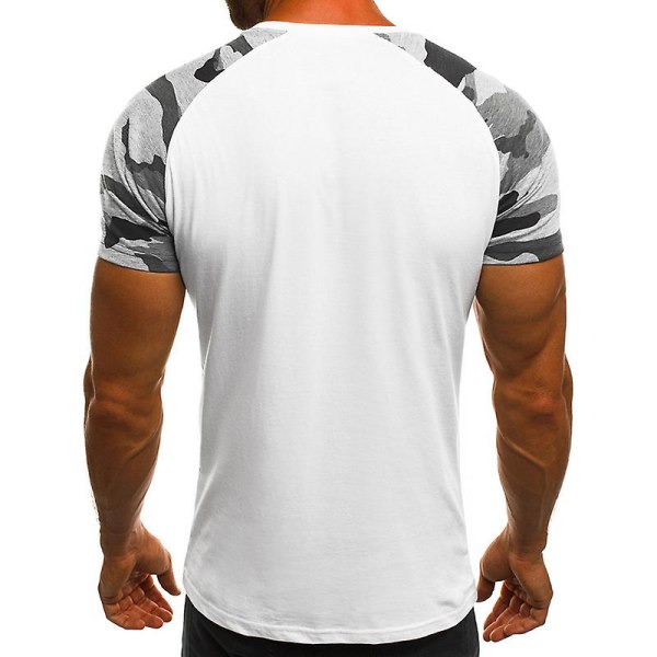 Gym T-shirt för män Sport Kortärmade Toppar Camo White M