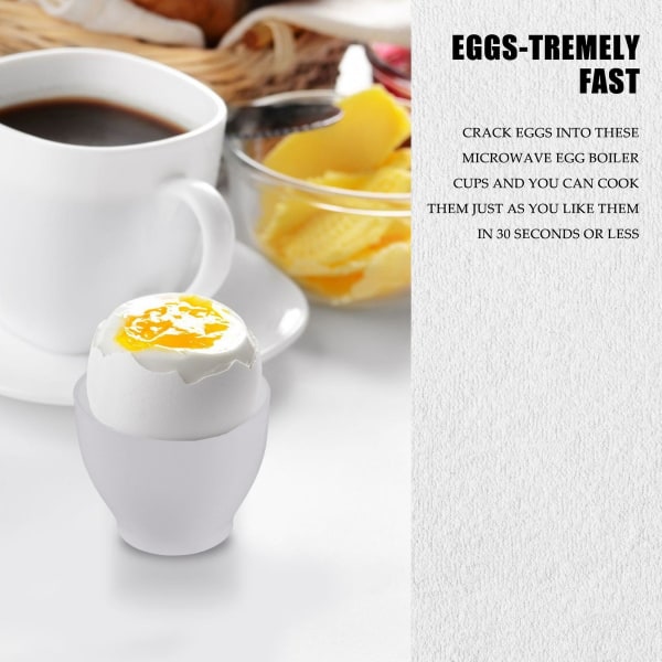 Mini søt dampet eggekopp for mikrobølgeovn, praktisk og næringsrik frokost kokt eggekopp, 2 white