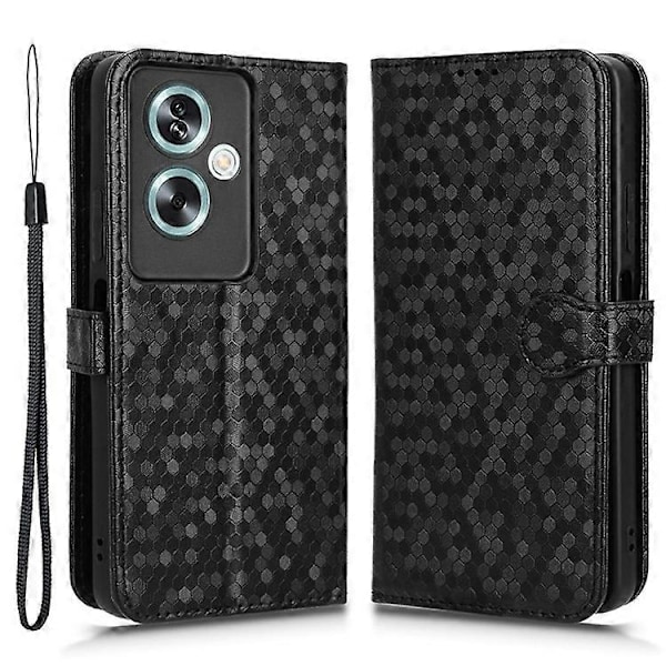 Yhteensopiva Oppo A79 5G / A2 5G magneettinen puhelinkotelo nahkaa, kohokuvioitu pistekuvio Black