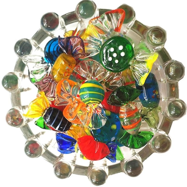 24 stk Fargerike Gave Barn Murano Style Glass Godteri Søtsaker Ornament Figurer -ES As shown