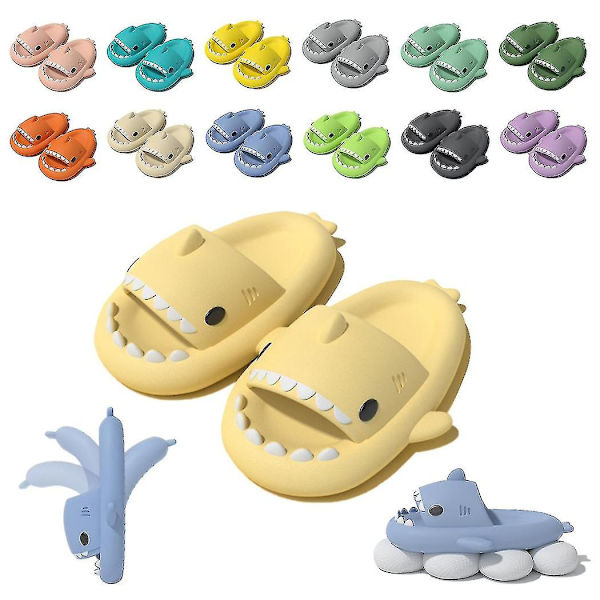 Sødt Hajpar Slippers - Skridsikre Eva-Tøfler til Mænd, Kvinder, Børn, Udendørs light yellow 40 41