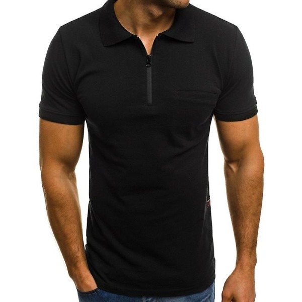 Herre Polo Skjorte Kortsermet Sommerskjorte Golf Sport Topper Black M