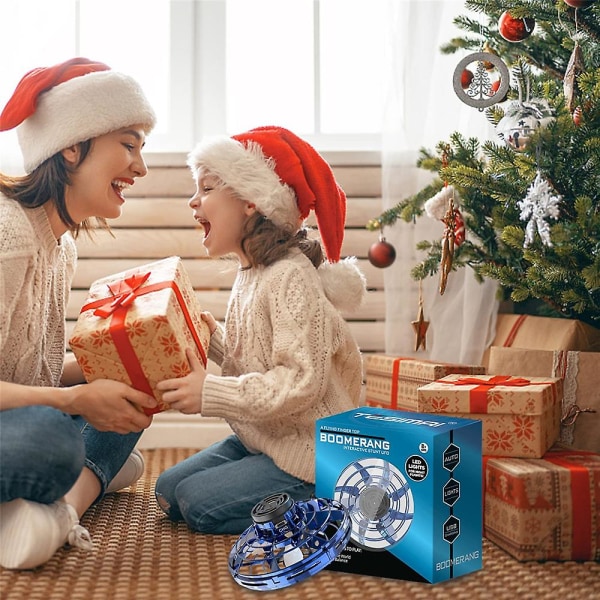 Mini Drone Led Ufo Type Flygende Helikopter Spinner Fingertupp Fly Gyro Drone Flyvende Lekevarer Voksne Barn Gaver -ES Red