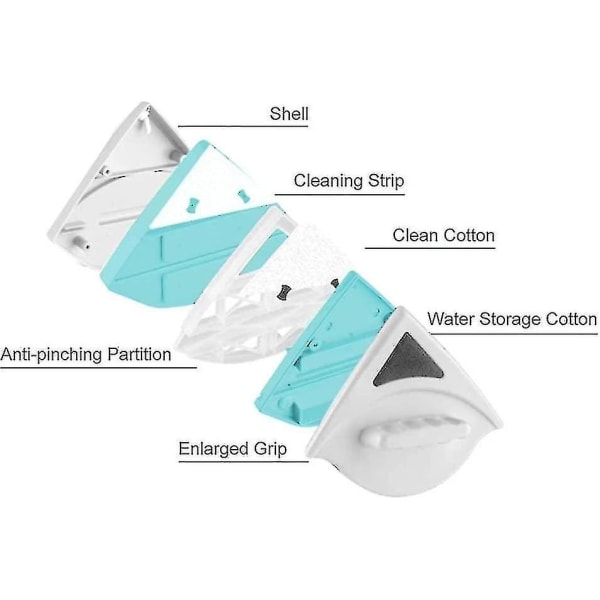 Vinduesviskerrens Magnetisk rengøring, dobbeltsidet rengøringsmiddel Vinduesglasværktøj kompatibelt med glasviskere, Glider Wash-h 1 ​​-ES