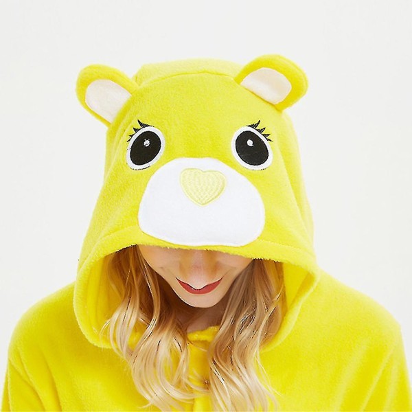 Unisex Voksen Dyre Onesie Plysj Pyjamas Plysj Endelt Cosplay Kostyme Søt Bjørn Yellow L