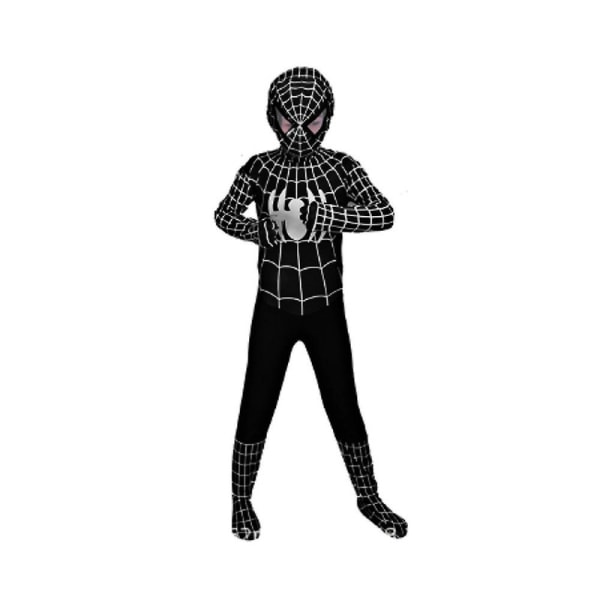 Vuxna Barn Halloween Svart Spiderman Cosplay Party Jumpsuit Finklänning-Svart 140-150cm