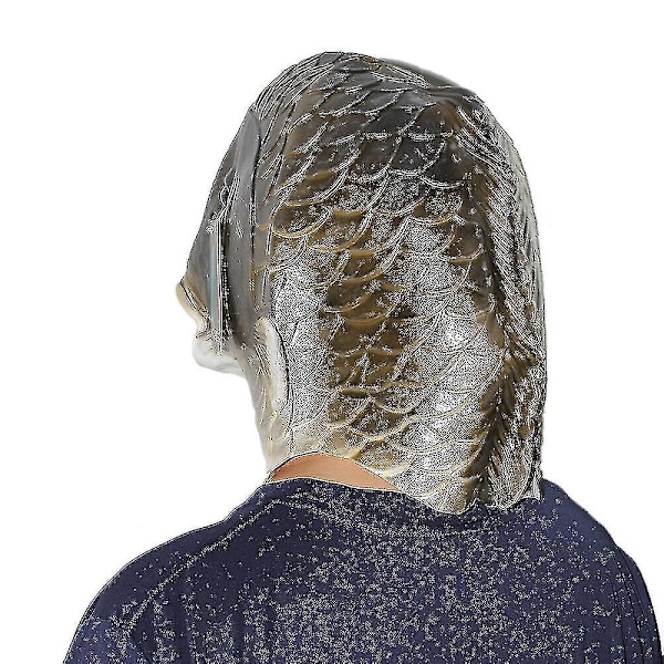 Svart Fiskmask Latex Djurhuvudmask Grå Fisk Kostym Huvudbonad Maskeradfest Vuxen -hg