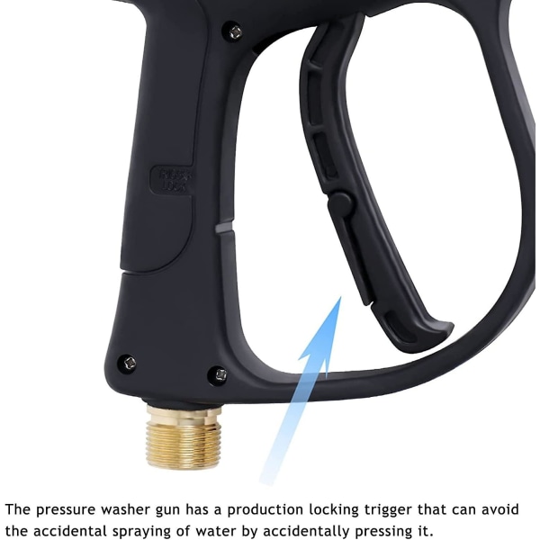 Högtryckstvättpistolhandtag kompatibelt med Karcher, 1/4" snabbkoppling & adapter med 5 vattenmunstycken för bilrengöring av hg