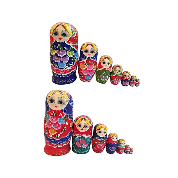 Mandarin 7 stk stabelbare blomsterpige Matryoshka Nesting Dolls