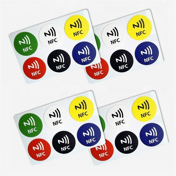 24 stk Nfc Ntag213 Tag Sticker Universal Label Rfid Token Patrol 13,56mhz kompatibel med snarvei osv. Nfc Stickers -ES