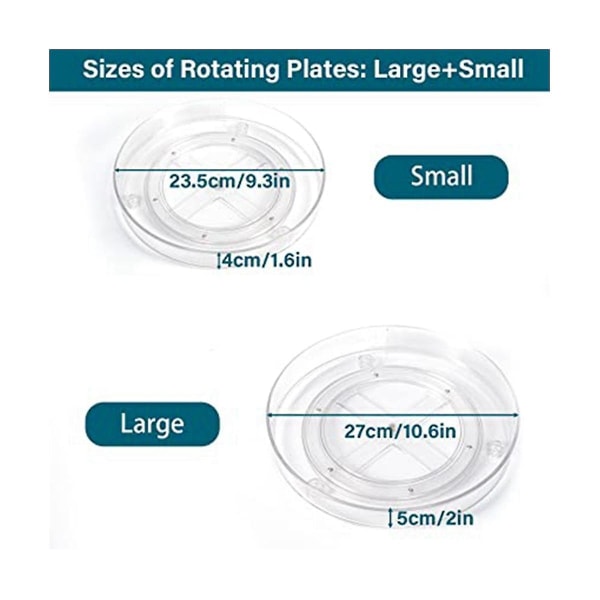 Størrelse 2-pak roterende skap organisering Transparent plast kjæledyr platespiller Oppbevaringsstativ Spice Cosmeti