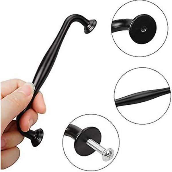 10 stk Svarte Skaphåndtak - Senteravstand 96mm