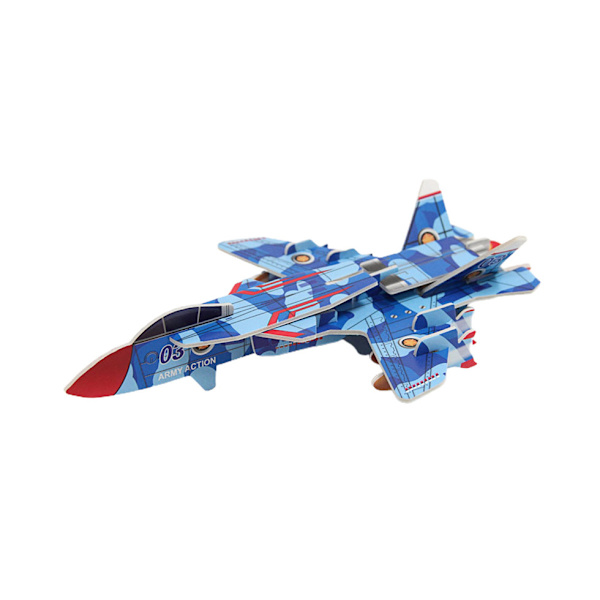 3D Papir Fighter Puslespil DIY Model Kit - Blå