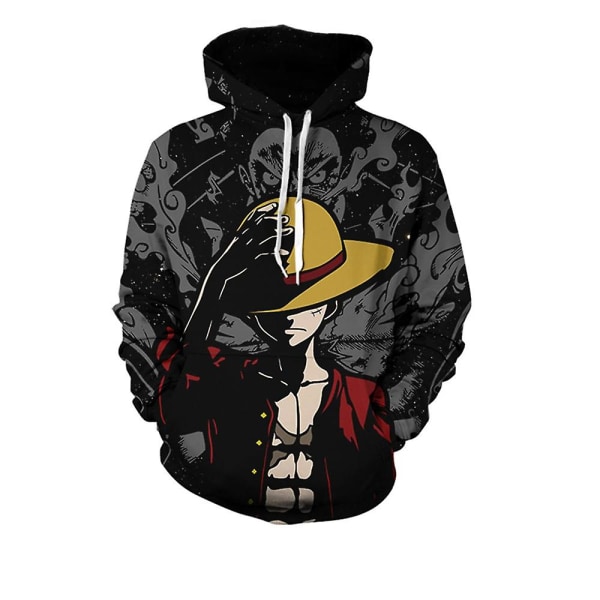 One Piece Anime-hettegensere Voksne Uformelle Luffy-gensere med trykk Topper Langermet hettegenser Gaver 3XL