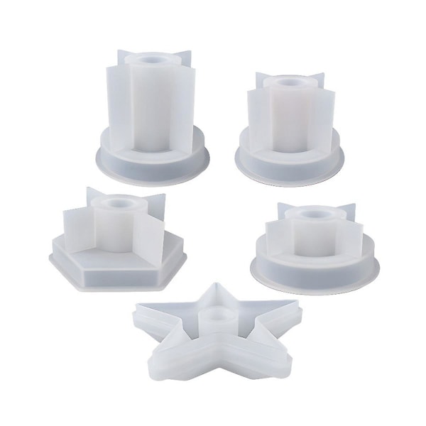 5 stk silikonform lysholder, støpeform lysholder, lysestake silikonform, gjør-det-selv silic Transparent White