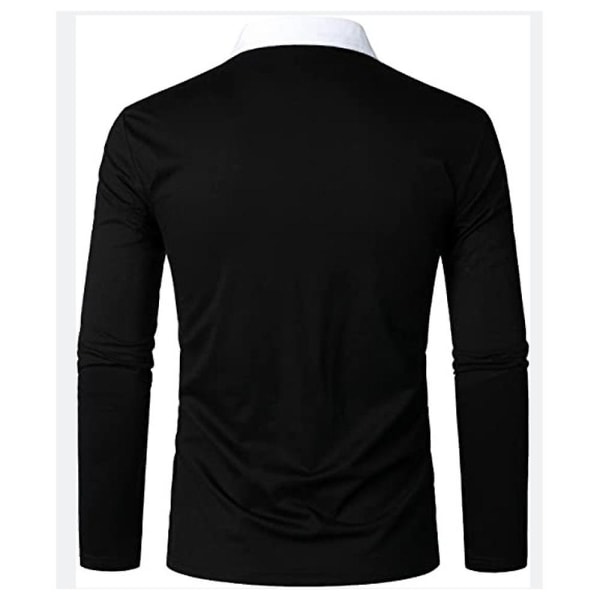 Herreoverdele Langærmede Colorblock Casual Work-poloskjorter med lynlås Black M