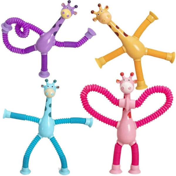 Teleskopisk sugekopp Giraffe Toy Giraffe Toy Sensoriske Leker Morsomt Lærerikt All four with lights