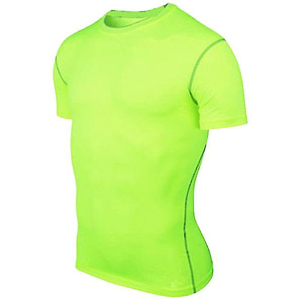 Mænds Toppe Under Base Layer T-shirt Gym Sports Fitness Toppe Green L