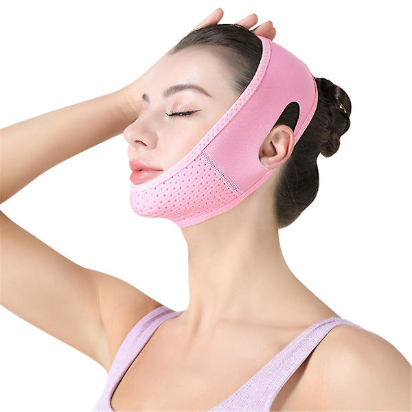 Återanvändbar V Line Mask Facial Slimming Strap Double Chin Fast Lifting Reducer -ES Pink