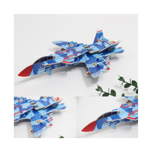 3D Paper Fighter Puzzle DIY -mallisarja - sininen
