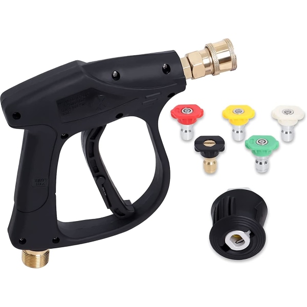 Högtryckstvättpistolhandtag kompatibelt med Karcher, 1/4" snabbkoppling & adapter med 5 vattenmunstycken för bilrengöring av hg