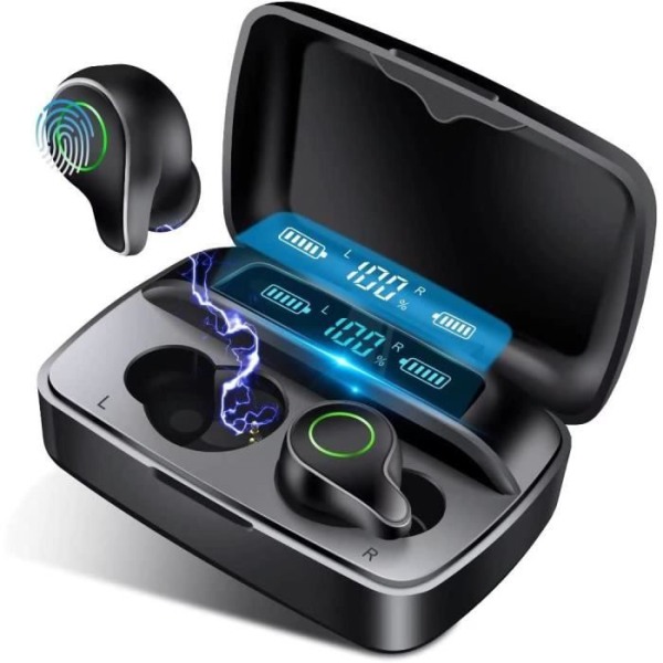 Osdfono Wireless Bluetooth 5.0-hovedtelefoner Bluetooth-øretelefoner, Bluetooth-headset 156 timers afspilningstid og LCD-skærm Hi-FI Sté[396]