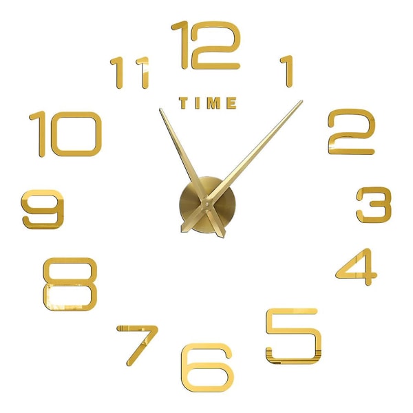 Romerska Siffror Väggklockor 3d DIY Spegel Väggklocka Akryl Dekal Mode Kvarts Klockor Titta Hem Dekoration Reloj De Pared Gold F 37 inch (60-90cm)