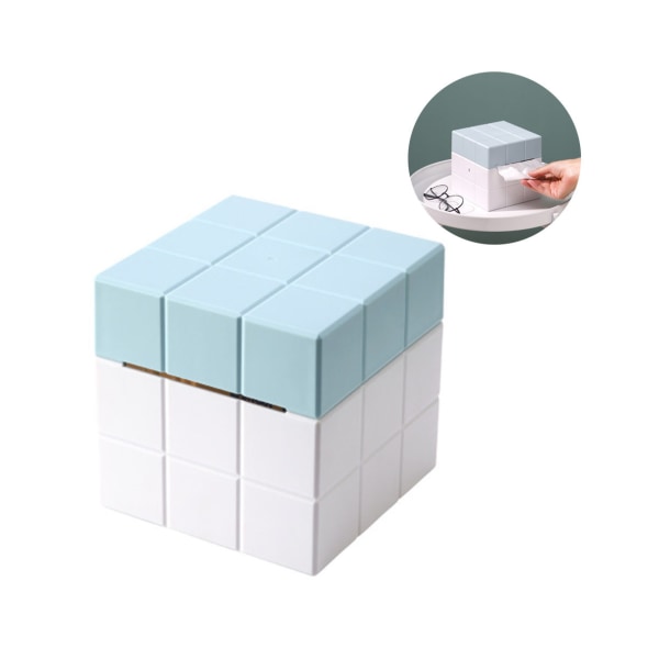 Creative Cube Tissue Box Opbevaring Papir Box Tissue Box Cover - Lyseblå